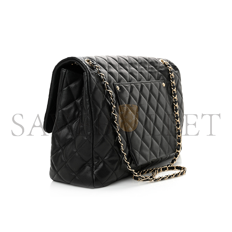 Ch*el caviar quilted xxl travel flap bag black as4661 (41*27*11cm)
